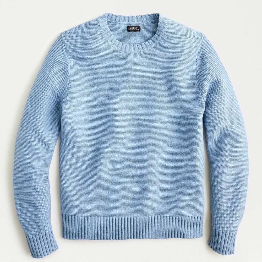 J. Crew Men's Light  Blue Garter Stitch Crewneck Sweater